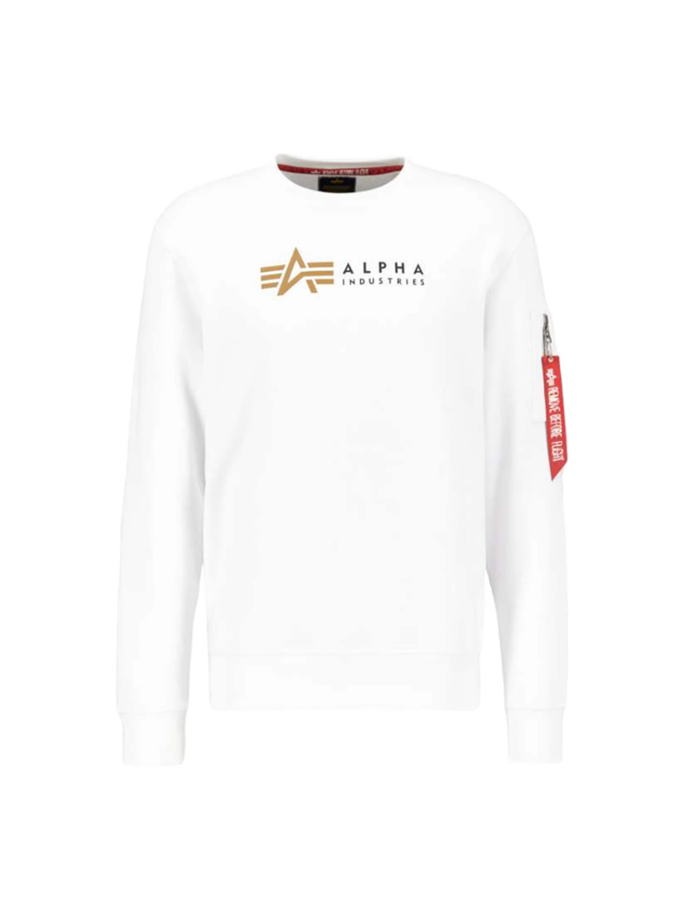 ALPHA INDUSTRIES Sweatshirt 'Alpha Label' in White: front