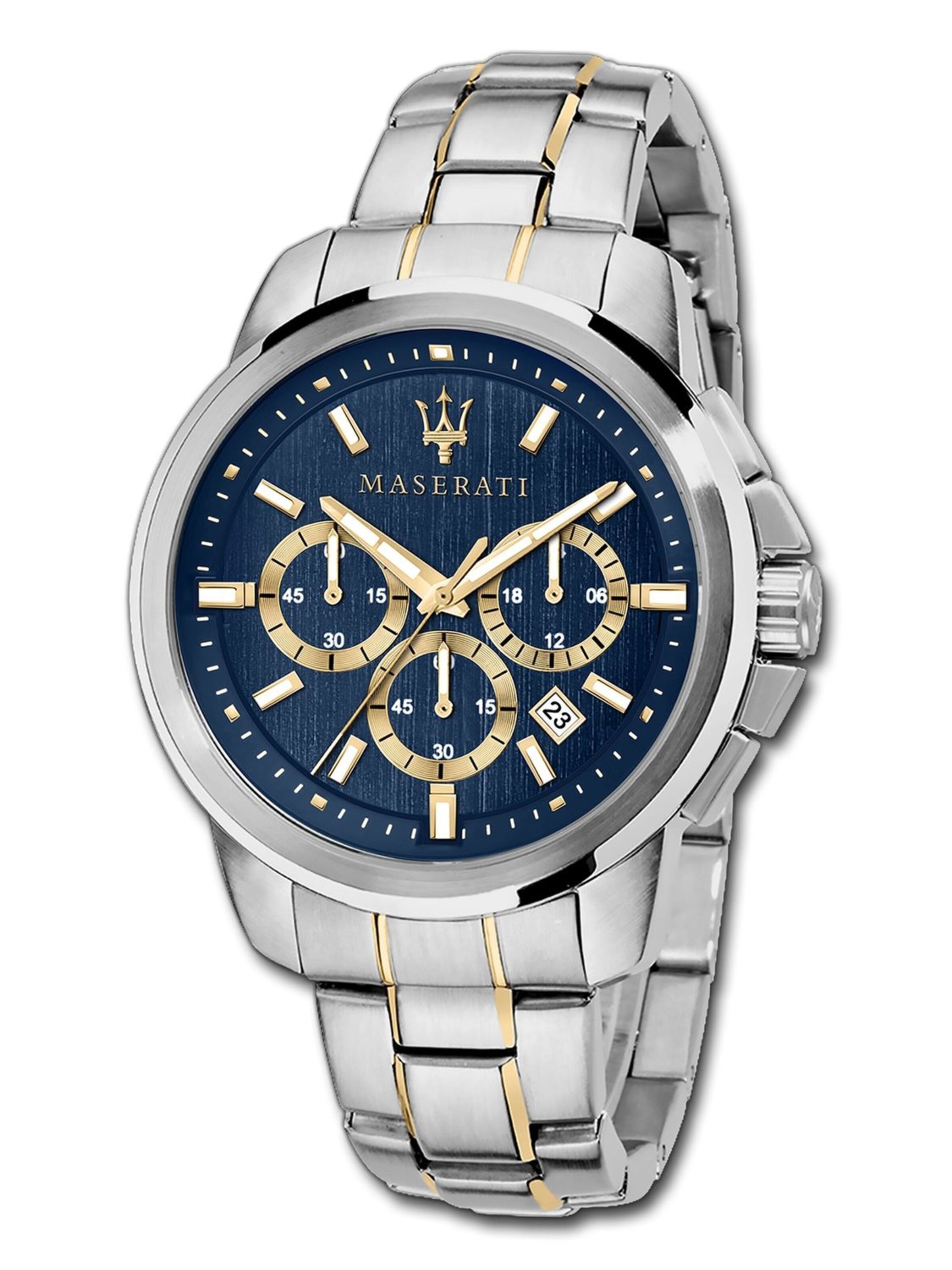 Montre à affichage analogique Maserati en argent : devant