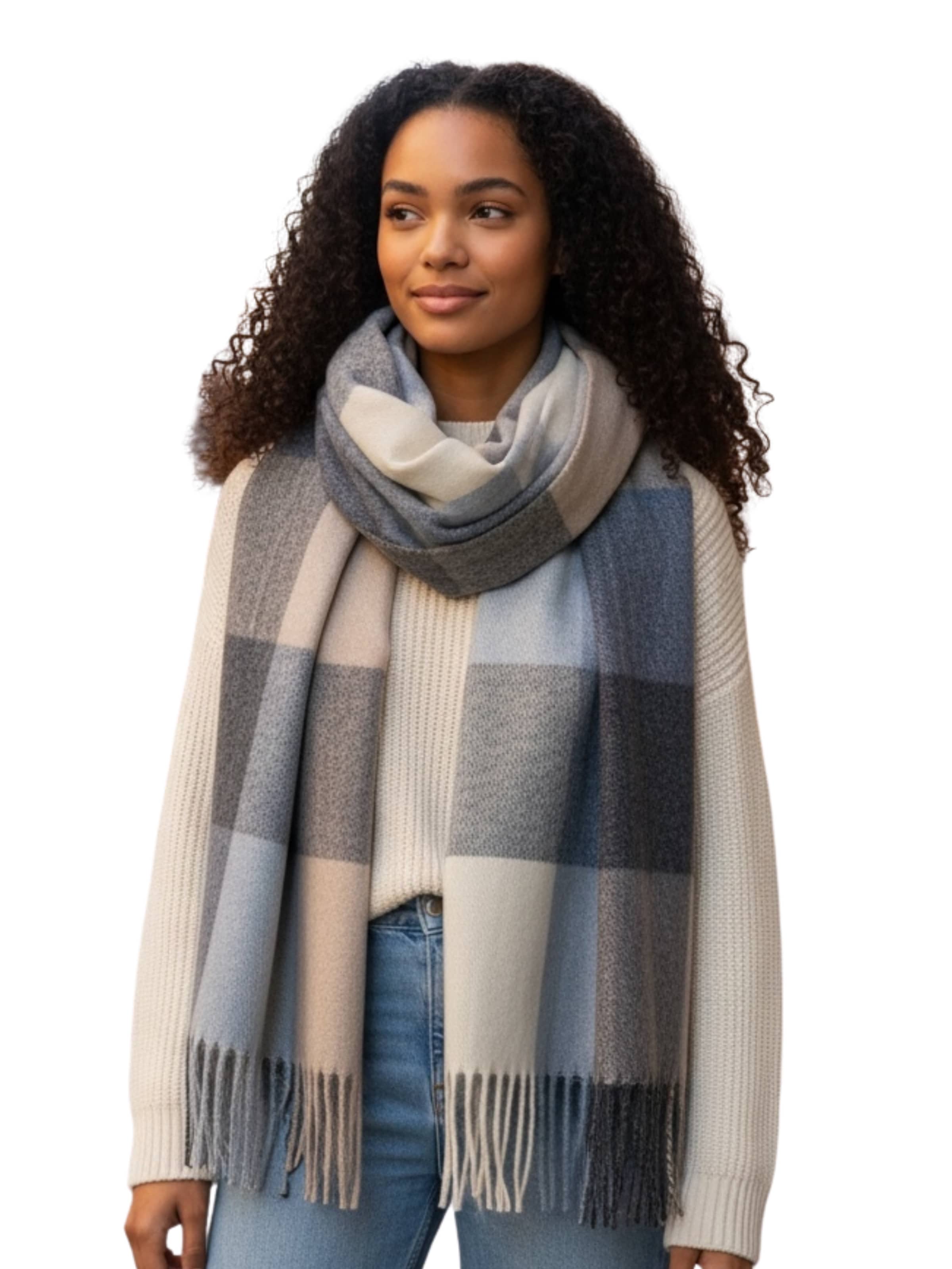 Kumixi Scarf 'Fransen' in Blue: front