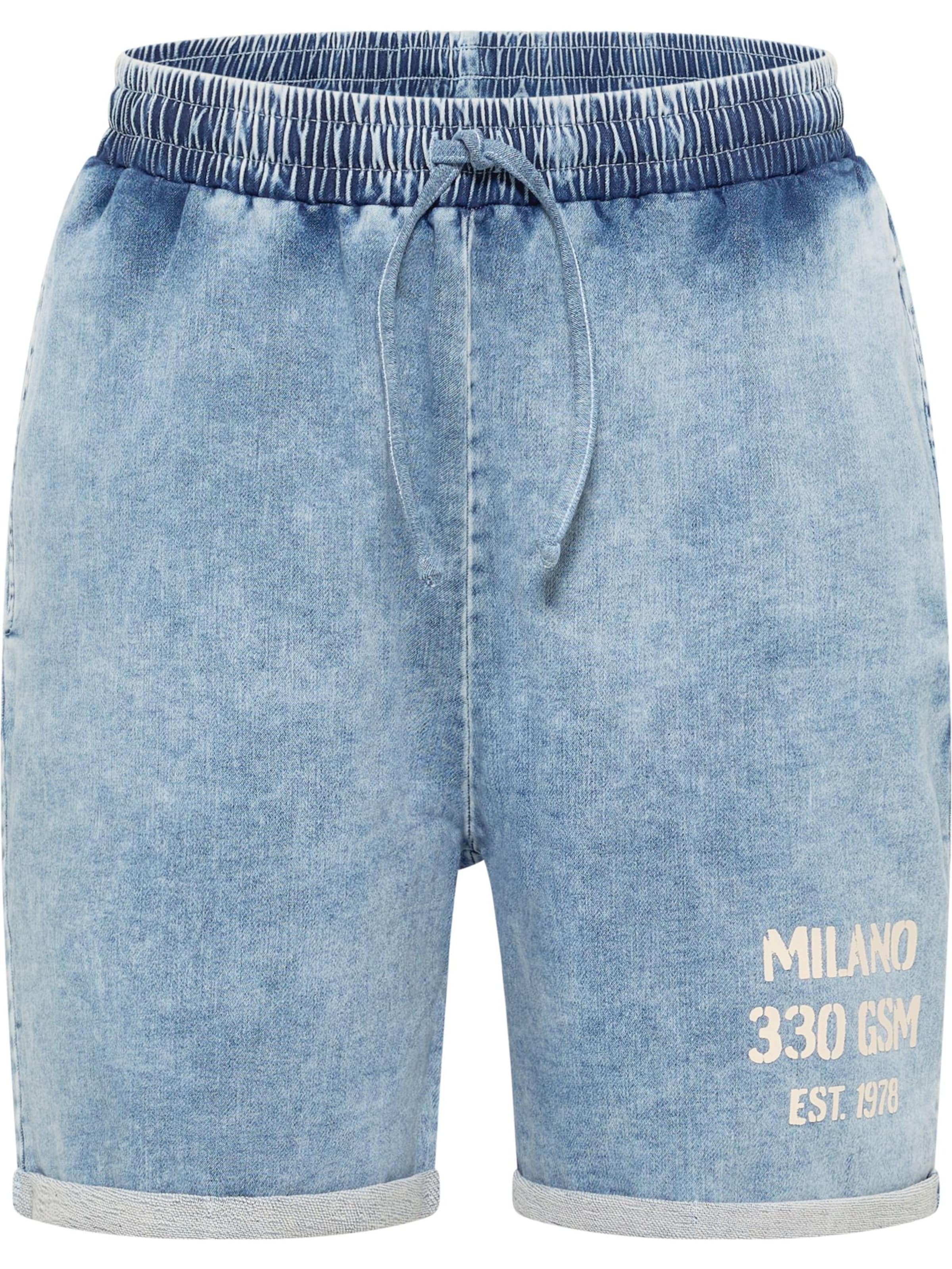 Carlo Colucci Pantalon 'Feliziani' en 40 en bleu chiné / blanc cassé, Vue avec produit