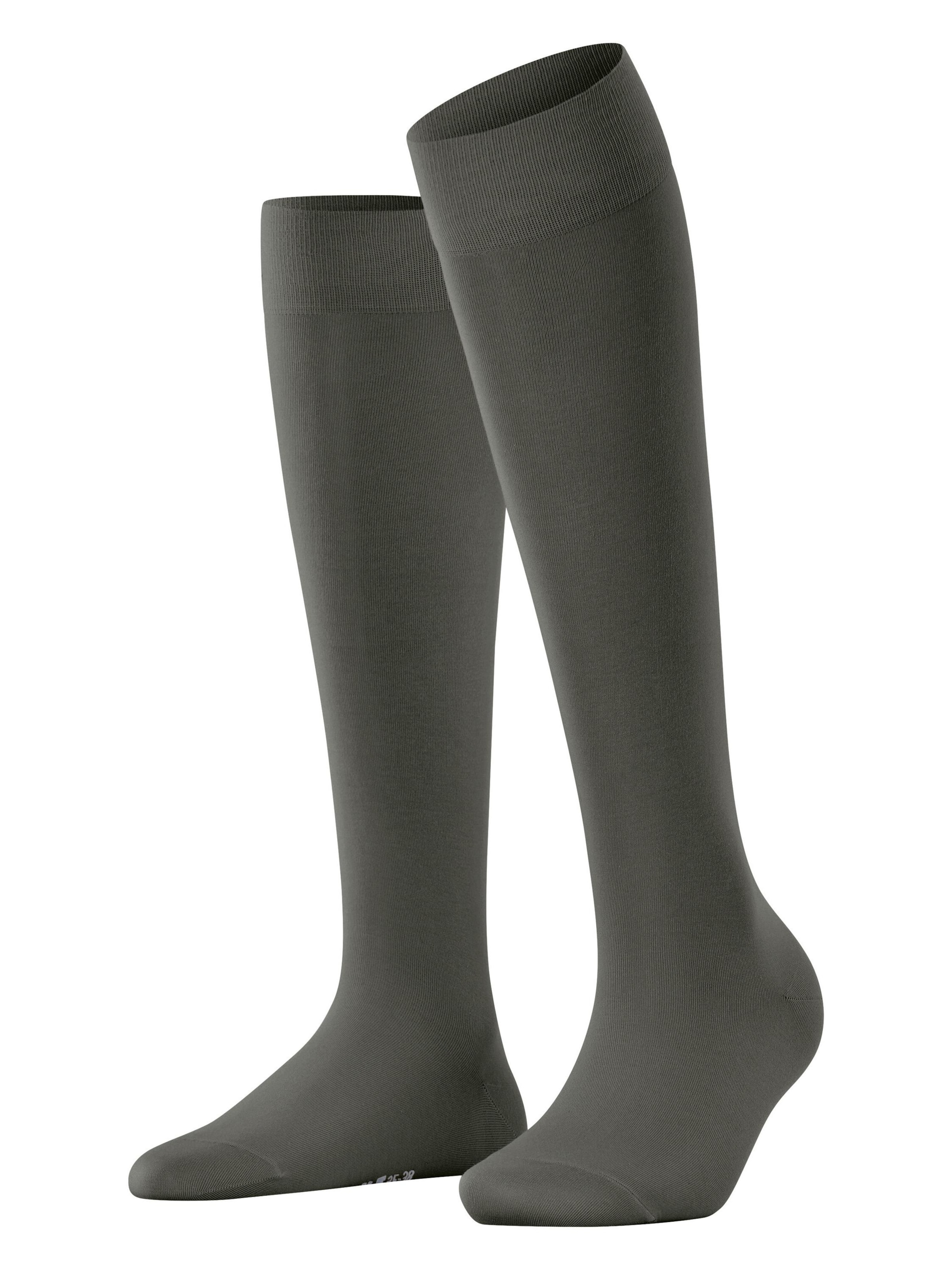 FALKE Knee High Socks 'Cotton Touch' in Green: front