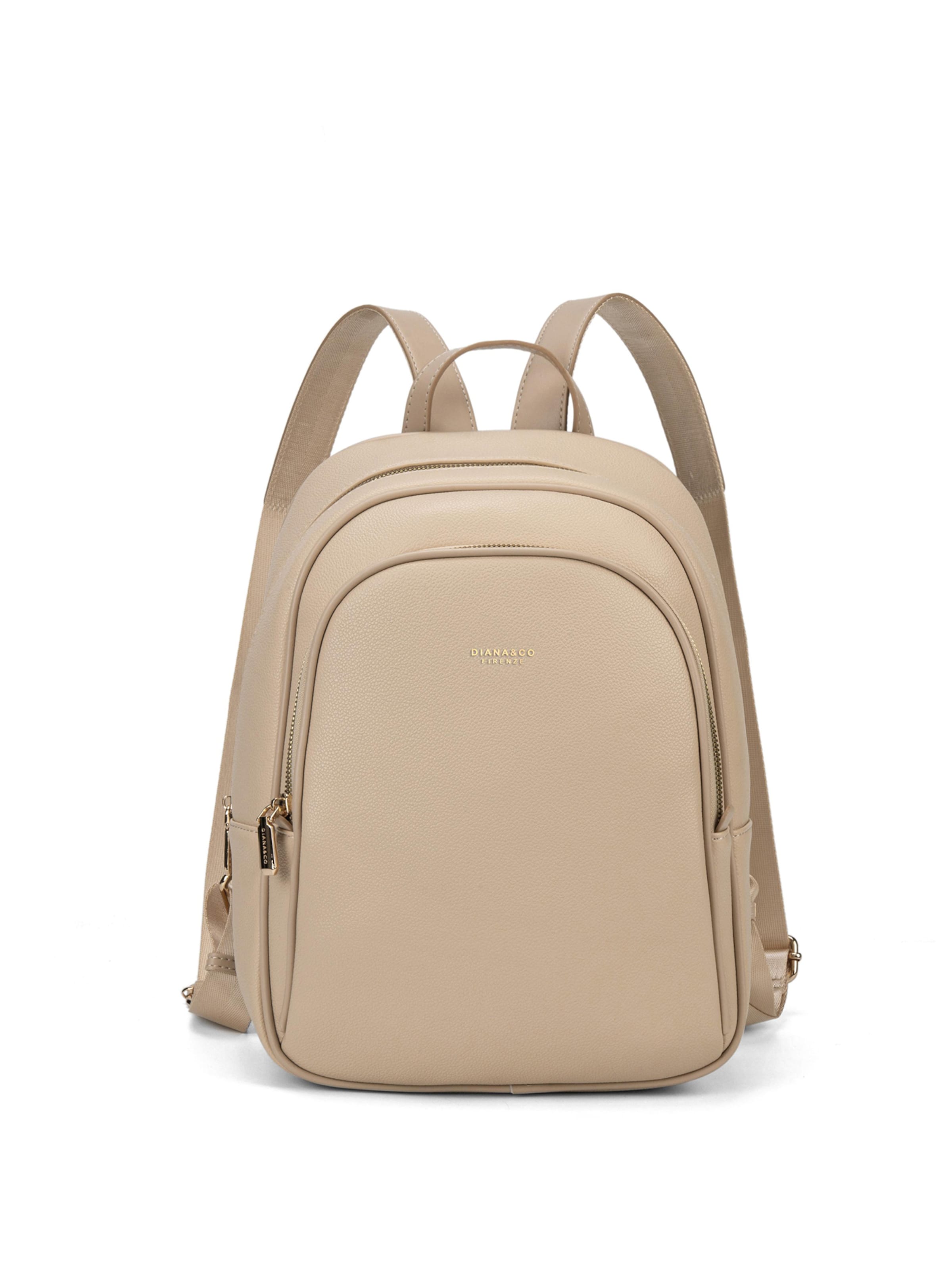 Zaino 'Zaino Donna Vegan Leather con Zip e Tasche - Diana & Co Firenze' di Diana&Co. in beige