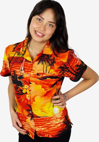 Camicia da donna 'Surf' di King Kameha in arancione: frontale