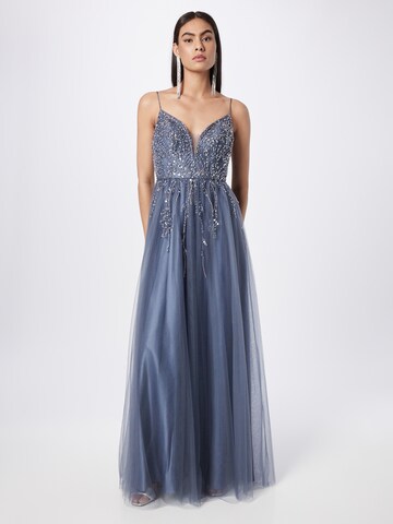 Unique Evening Dress in Blue: front