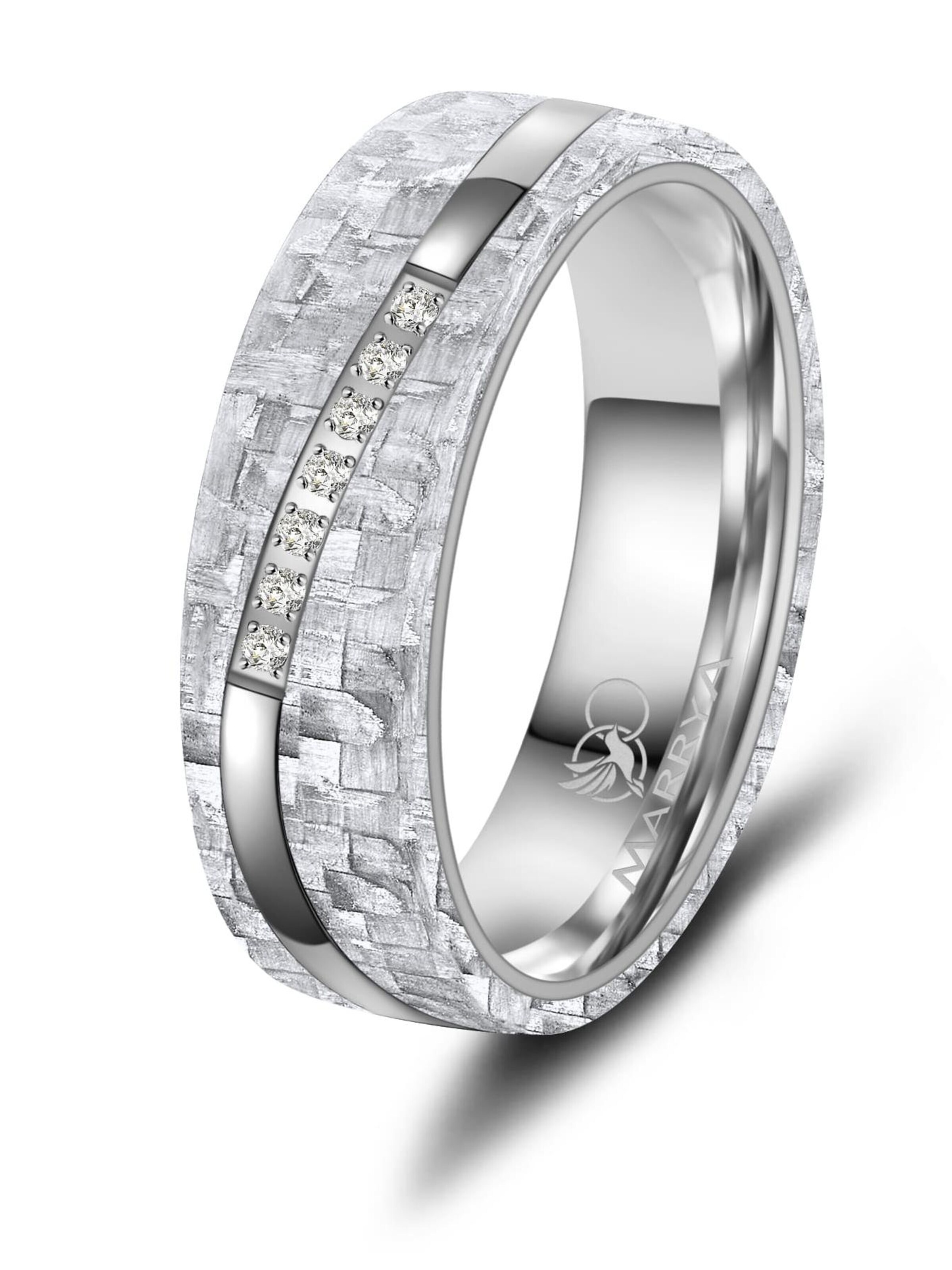 MARRYA Ring 'MARRYA CA-07 Ehering aus Carbon + Titan - Weiß' in White: front