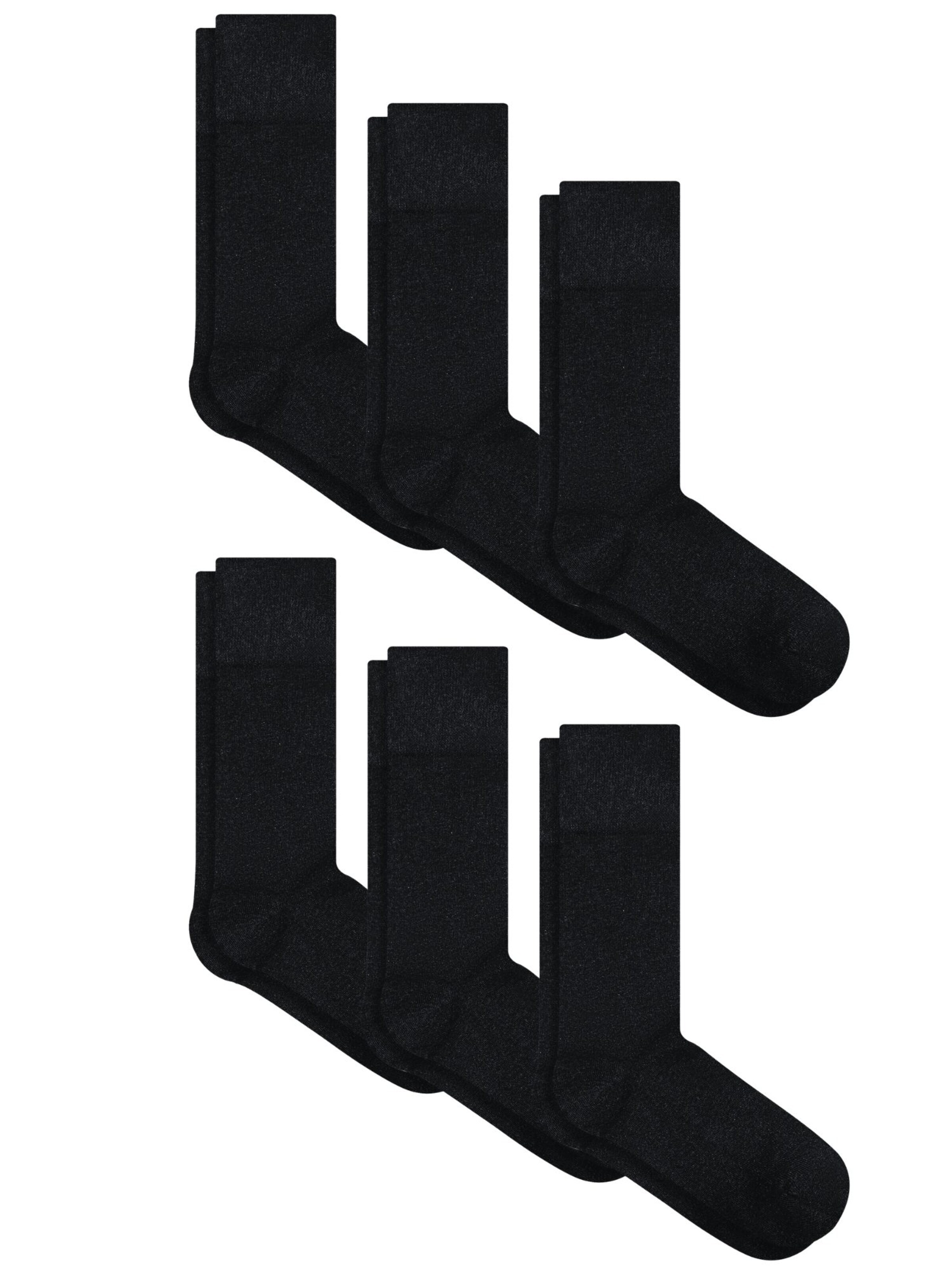Albero Natur Socken 'Kuschelige Frotteesocken aus Bio-Baumwolle – 6er-Pack'‌‌‌‌‌‌‌‌‌‌ in Schwarz: Vorderseite