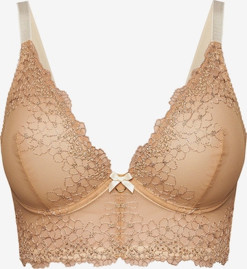 La Muel Lingerie Bra 'longline embroidery' in Beige: front