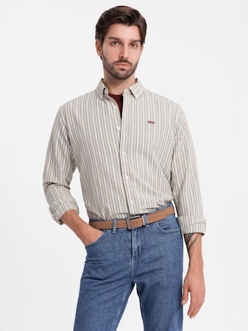 Ombre Regular fit Button Up Shirt 'OM-SHOS-0170' in Beige: front