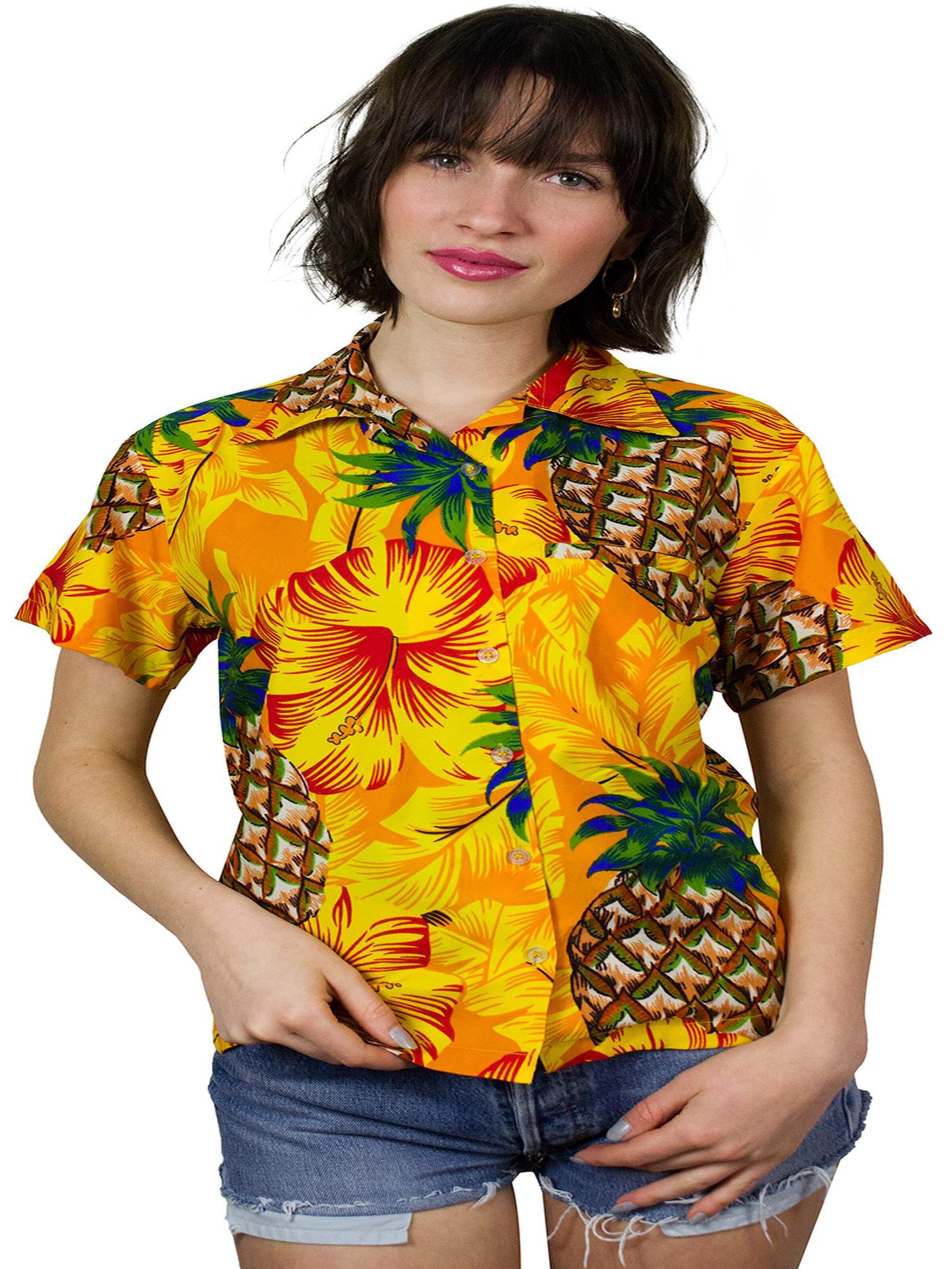 King Kameha Bluse 'Pineapple Hibiscus'‌‌‌‌‌‌‌ in Gelb: Vorderseite