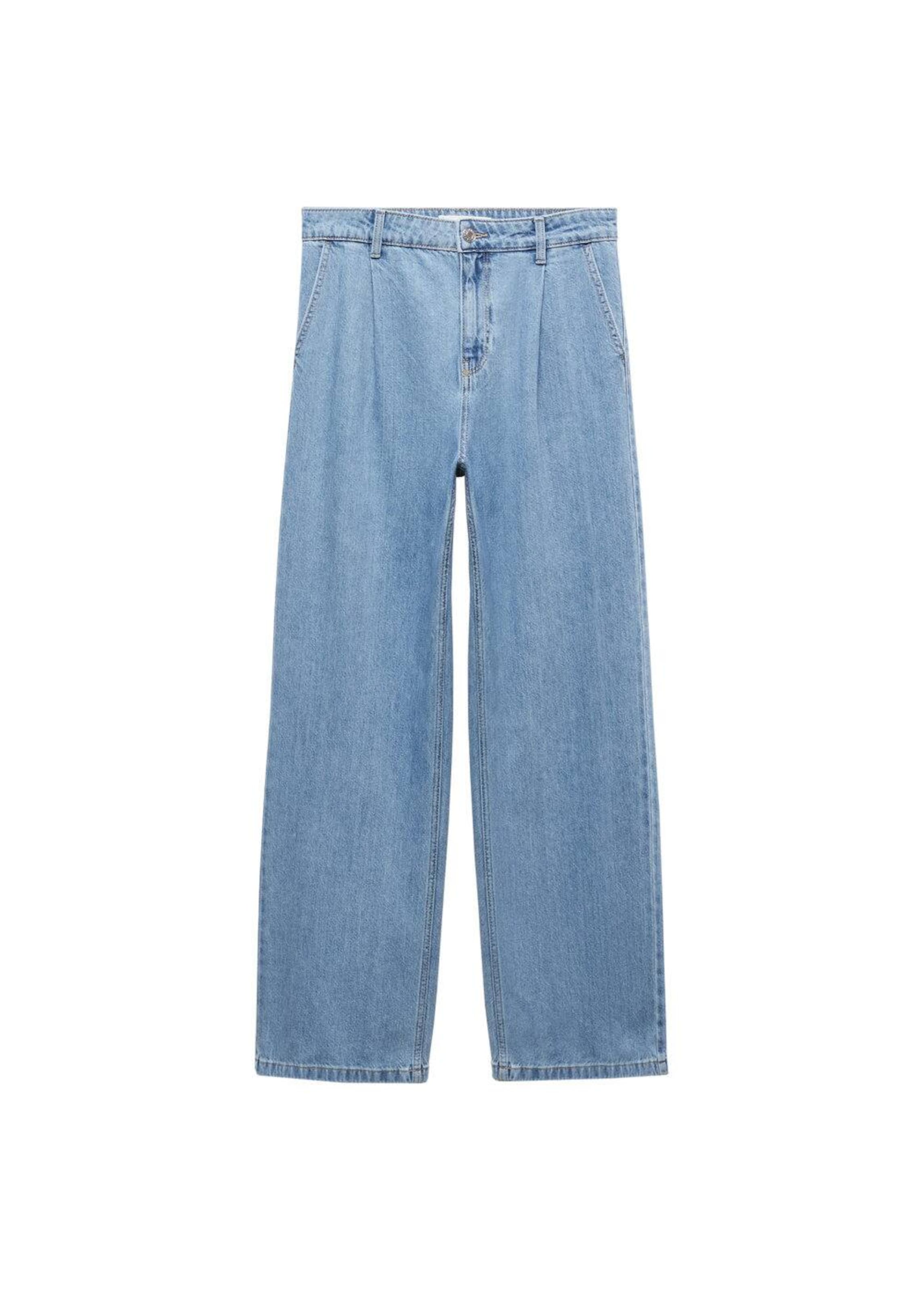 MANGO Wide Leg Jeans med lægfolder 'Arletita' i blå: forside