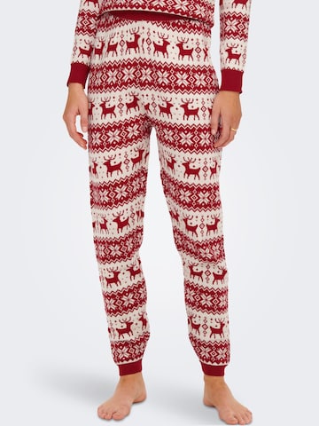 Effilé Pantalon 'Xmas' ONLY en rouge : devant