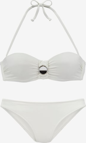 JETTE Bandeau Bikini i vit: framsida