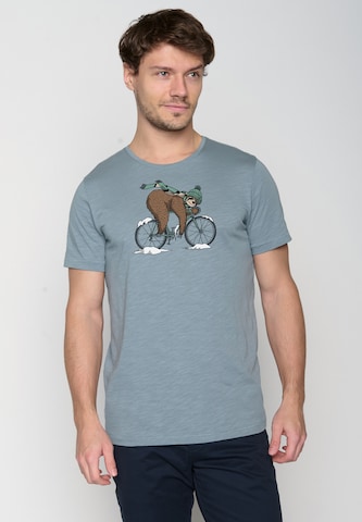 GREENBOMB Shirt 'Animal Sloth Ice' in Blauw: voorkant