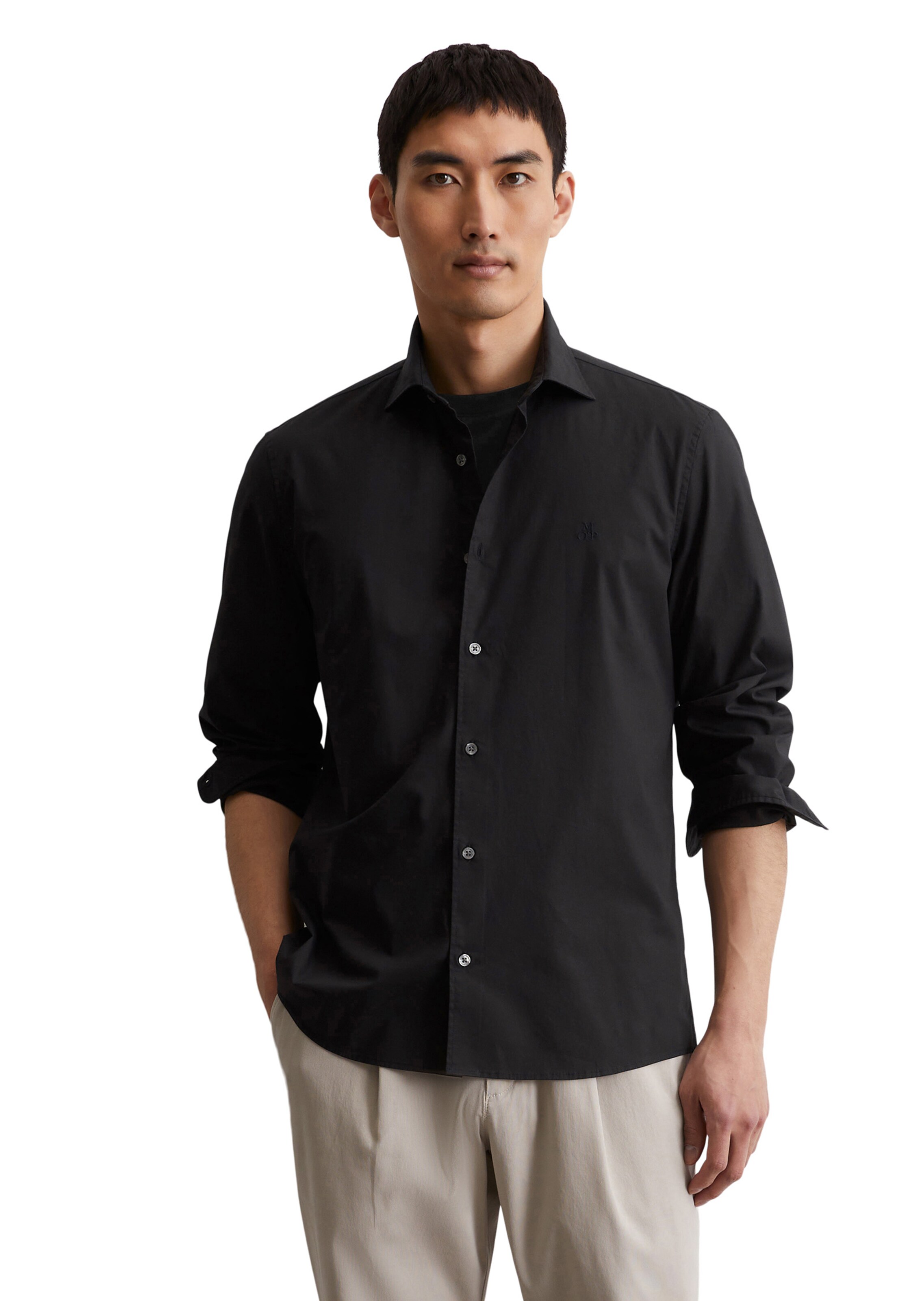 Marc O'Polo Regular fit Button Up Shirt in Black: front