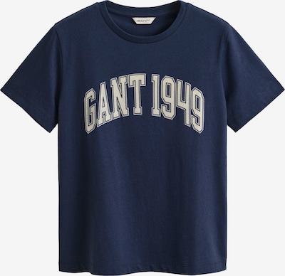 Marškinėliai iš GANT, spalva – kremo / tamsiai mėlyna jūros spalva, Prekių apžvalga