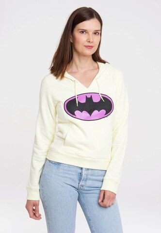 LOGOSHIRT Kapuzensweatshirt 'Batman-Logo' in Gelb: predná strana