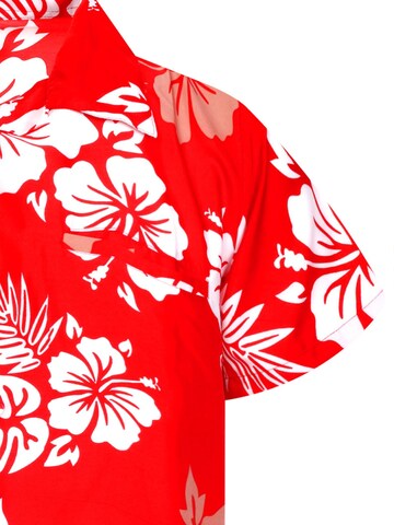 King Kameha Shirt 'Mono Hibiscus' in Rot