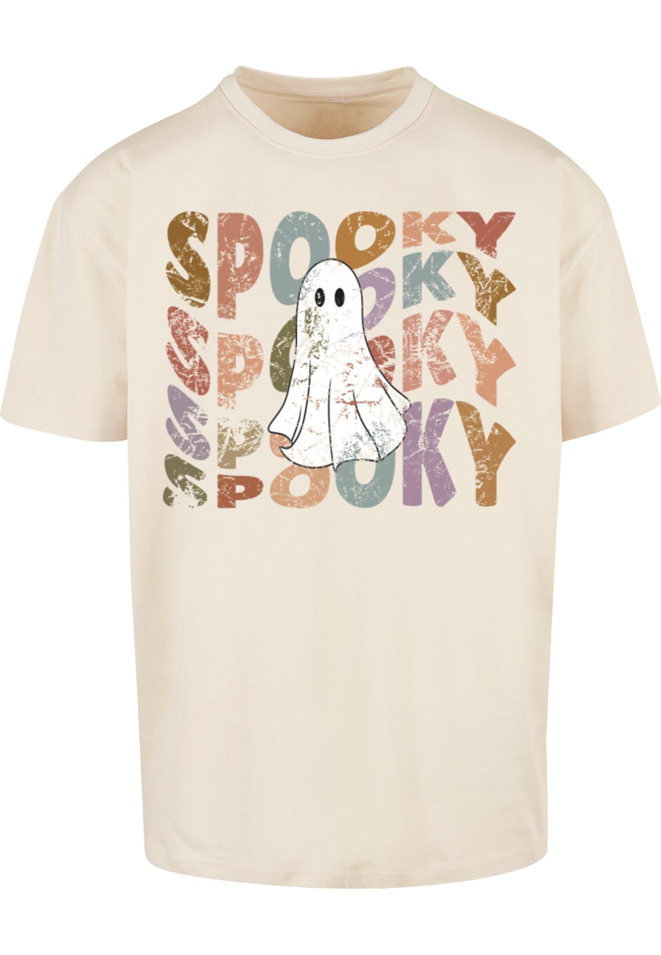 Merchcode Shirt 'Halloween - Spooky Ghost' in Beige