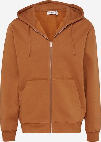 WEEKDAY Zip-Up Hoodie in Brown: front