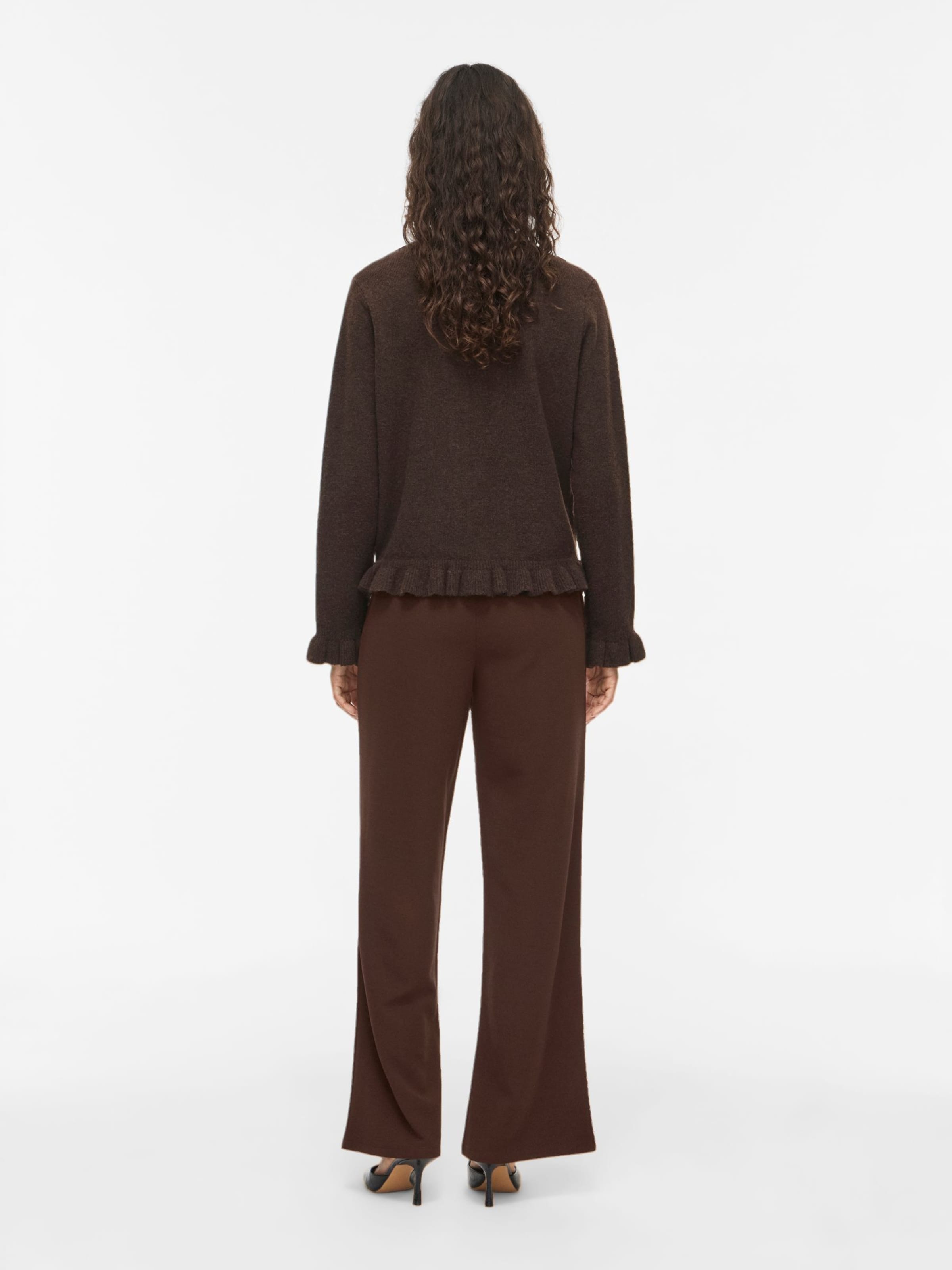 VILA Flared Trousers with creases in Brown