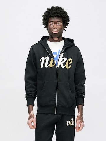 Nike Sportswear - Sudadera con cremallera 'CLUB' en negro: frente