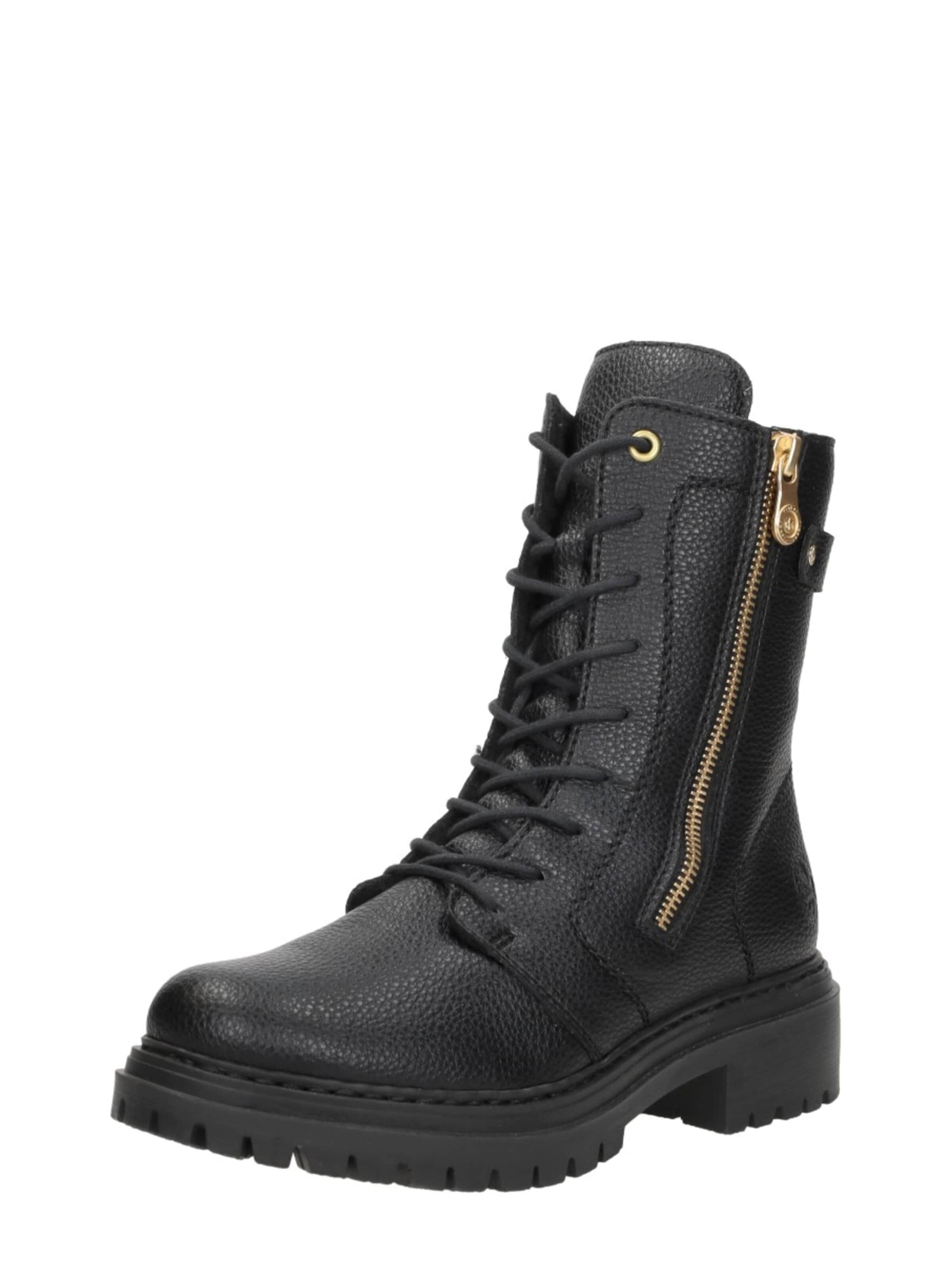 Rieker Lace-Up Ankle Boots 'Veterschoenen Hoog' in Black: front