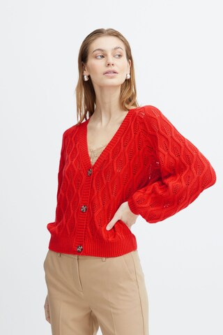 ICHI Knit Cardigan 'Marnas' in Red: front