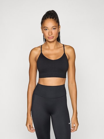 NIKE Бюстие Спортен сутиен в черно: отпред