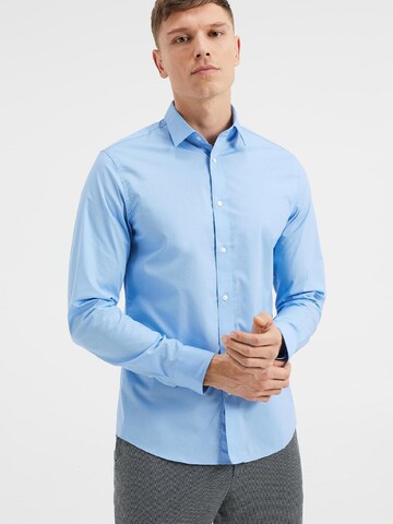 WE Fashion - Ajuste estrecho Camisa en azul