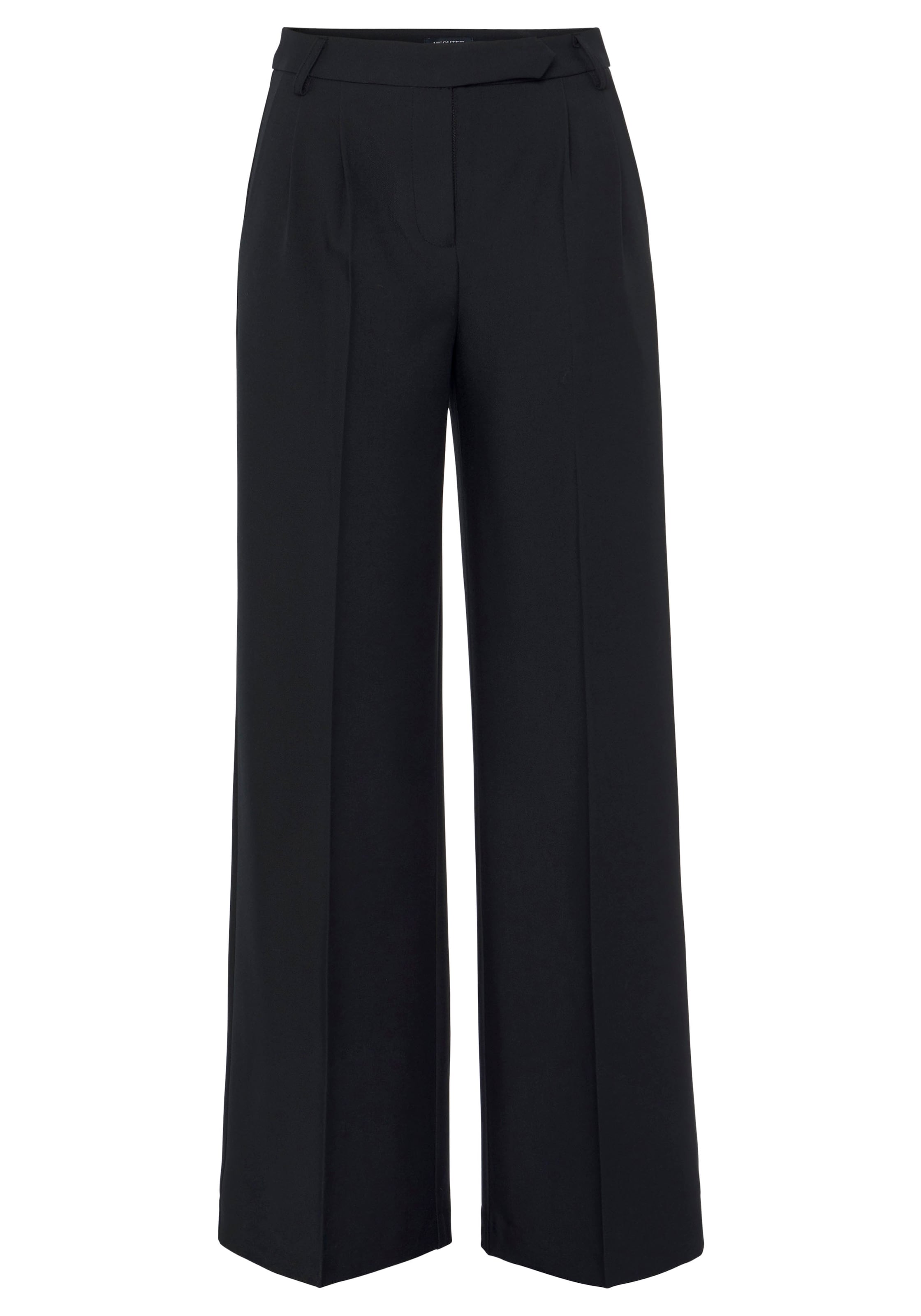 HECHTER PARIS Wide leg Pleated Pants in Black: front
