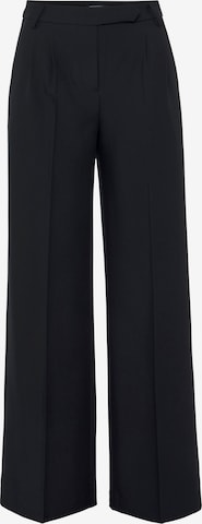 HECHTER PARIS Wide leg Pleated Pants in Black: front