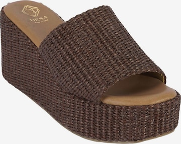 Desa - Zapatos abiertos 'DESA Damen-Keilsandalen aus Raffia' en marrón: frente