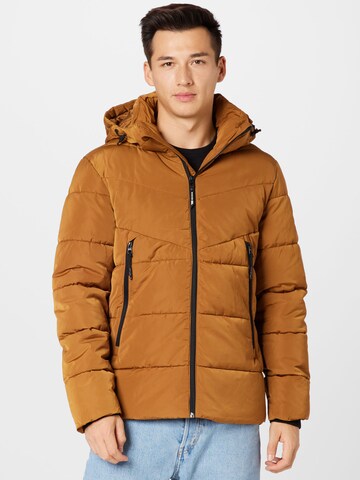 TOM TAILOR DENIM Winter Jacket in Brown: front