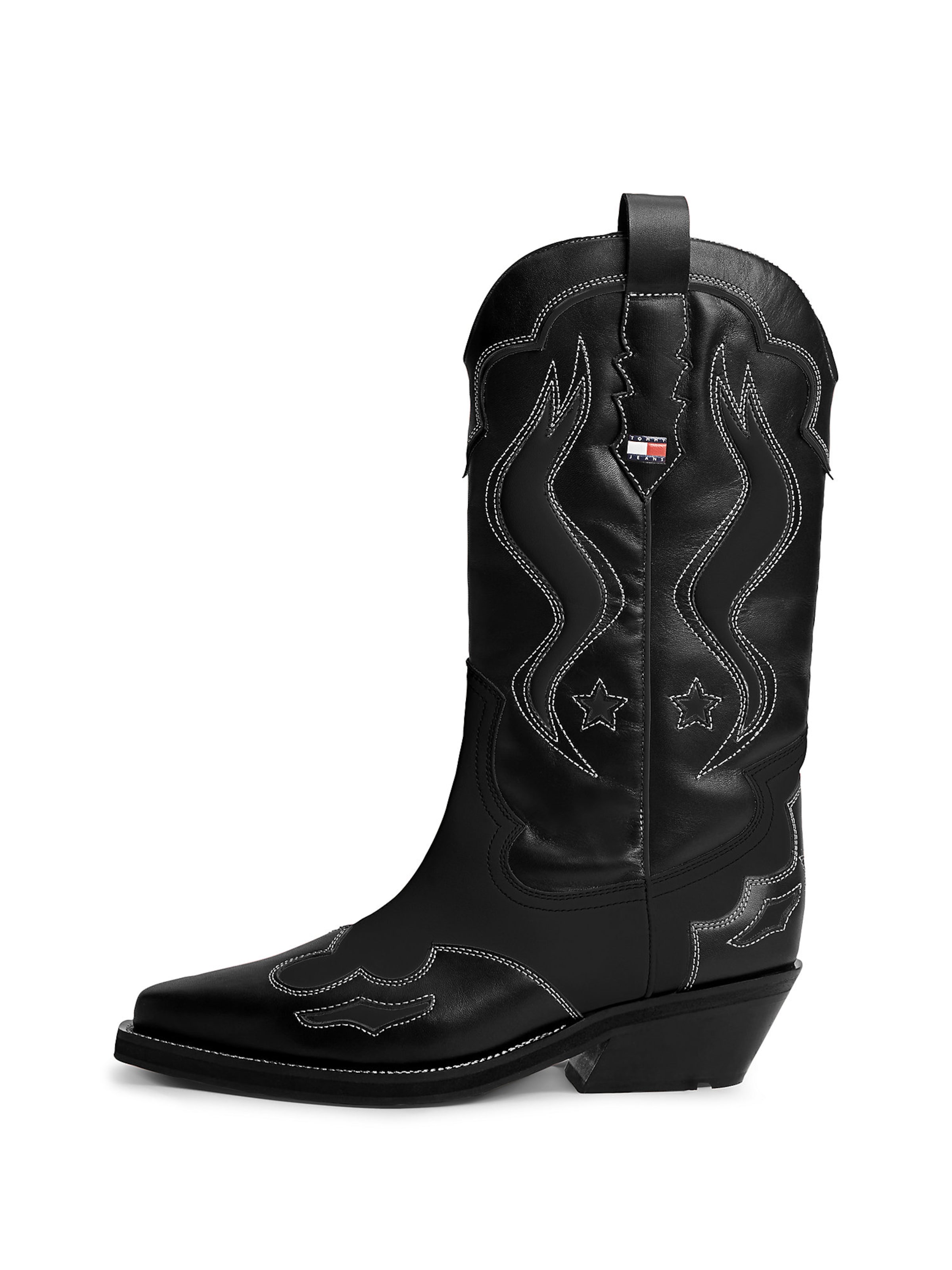 Bottes de cowboy Tommy Jeans en noir : devant