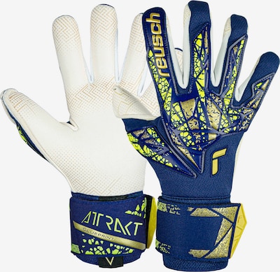 REUSCH Sporthandschoenen 'Attrakt Gold X GluePrint' in de kleur Donkerblauw / Geel / Goudgeel / Offwhite, Productweergave