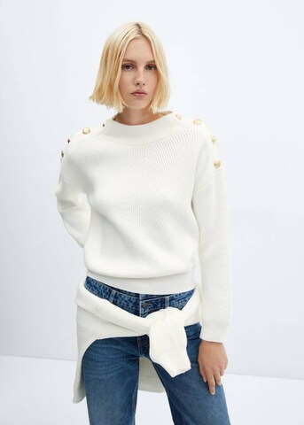 MANGO Пуловер 'Elegant' в бяло