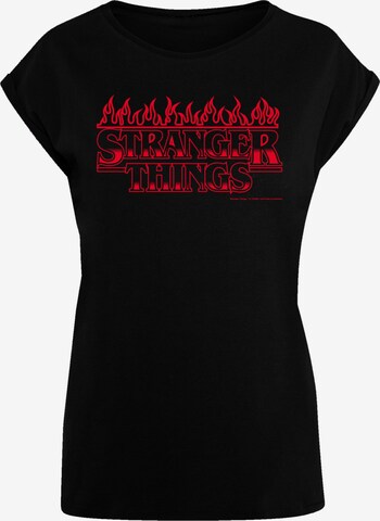 T-shirt 'Stranger Things Flames Netflix TV Series' F4NT4STIC en noir : devant