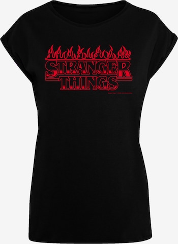 T-shirt 'Stranger Things Flames Netflix TV Series' F4NT4STIC en noir : devant