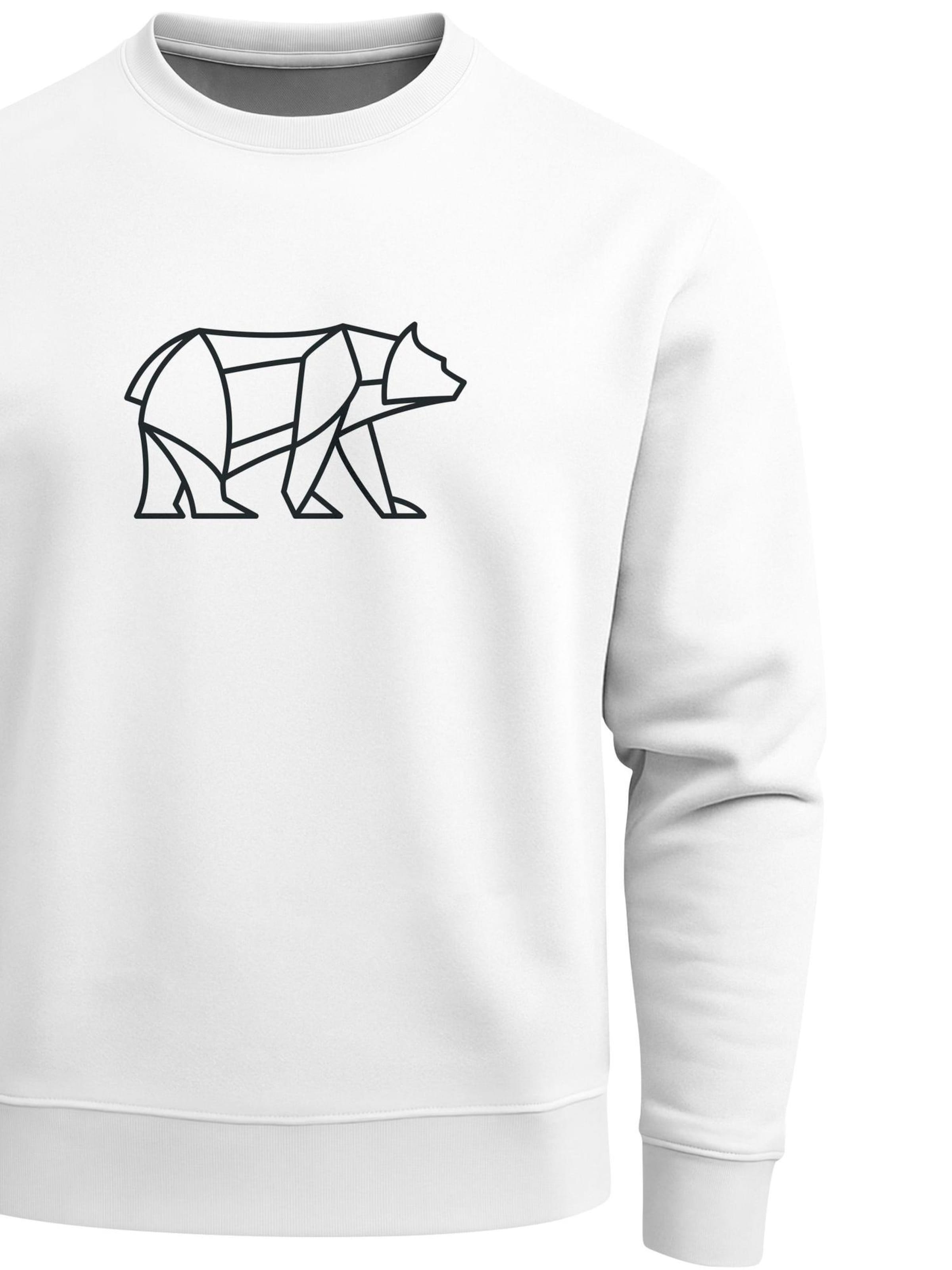 Neverless Sweatshirt 'Bär Lineart Polygon' in White
