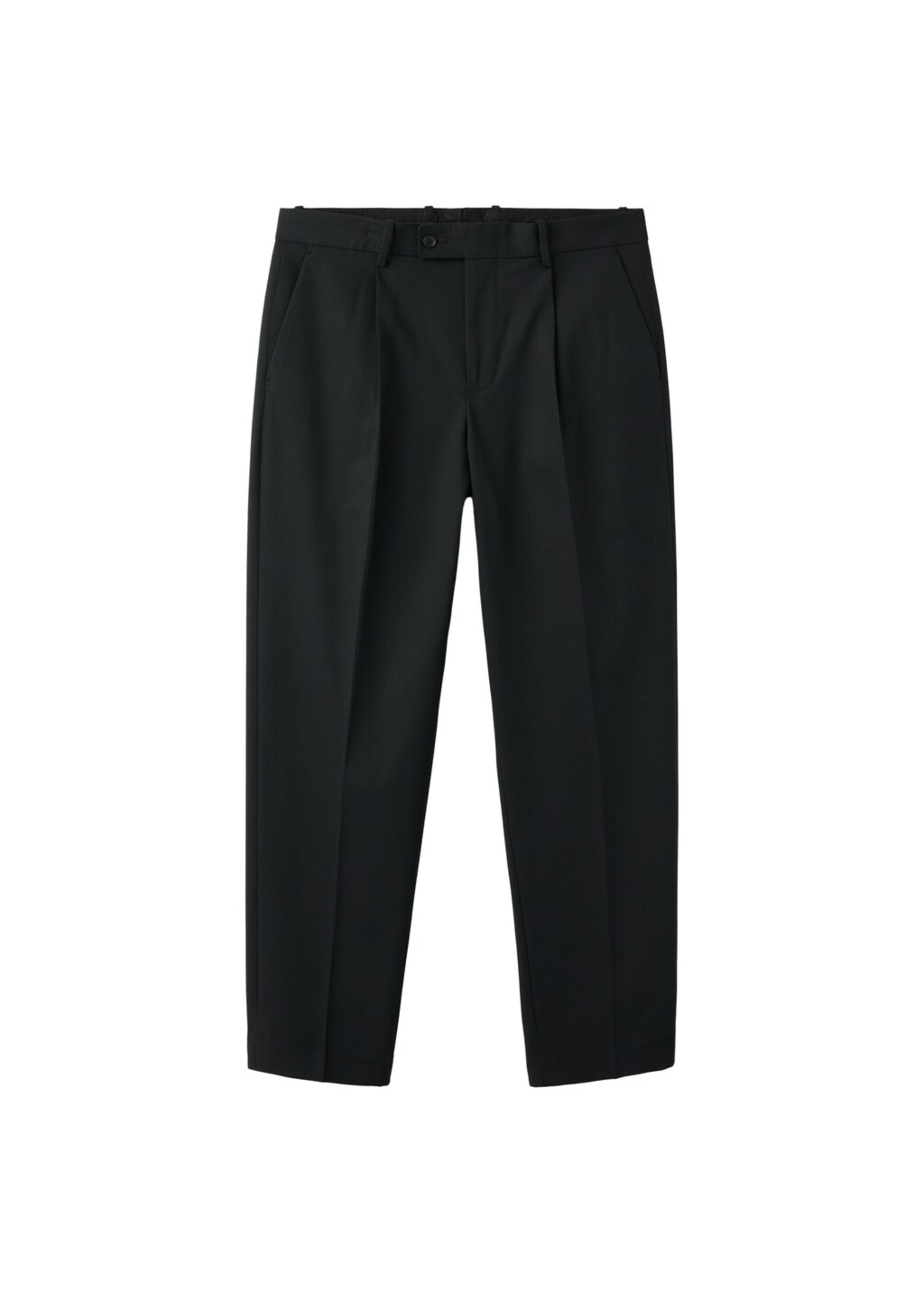 MANGO MAN Loose fit Pleat-Front Pants in Black: front