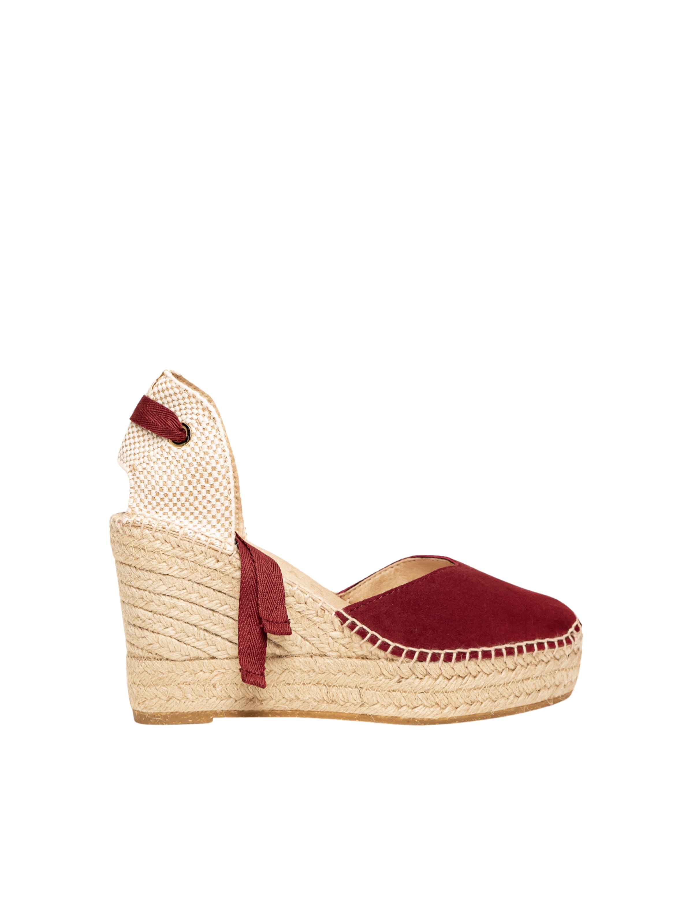 Alhamas - Sandalias 'Alpargata Cuña 10 cm' en rojo: frente