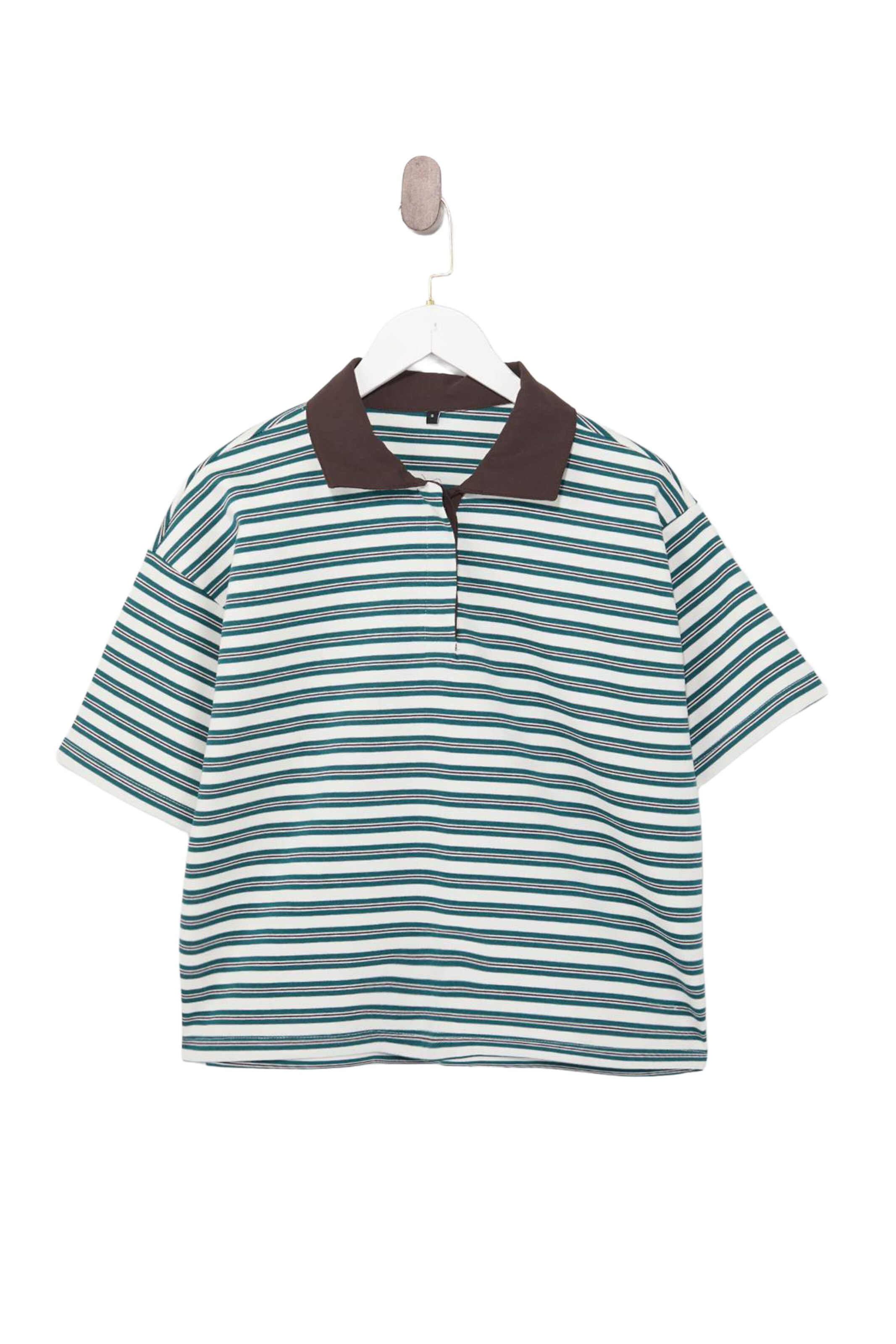 Trendyol Poloshirt in XS in cyanblau / braun / weiß, Produktansicht