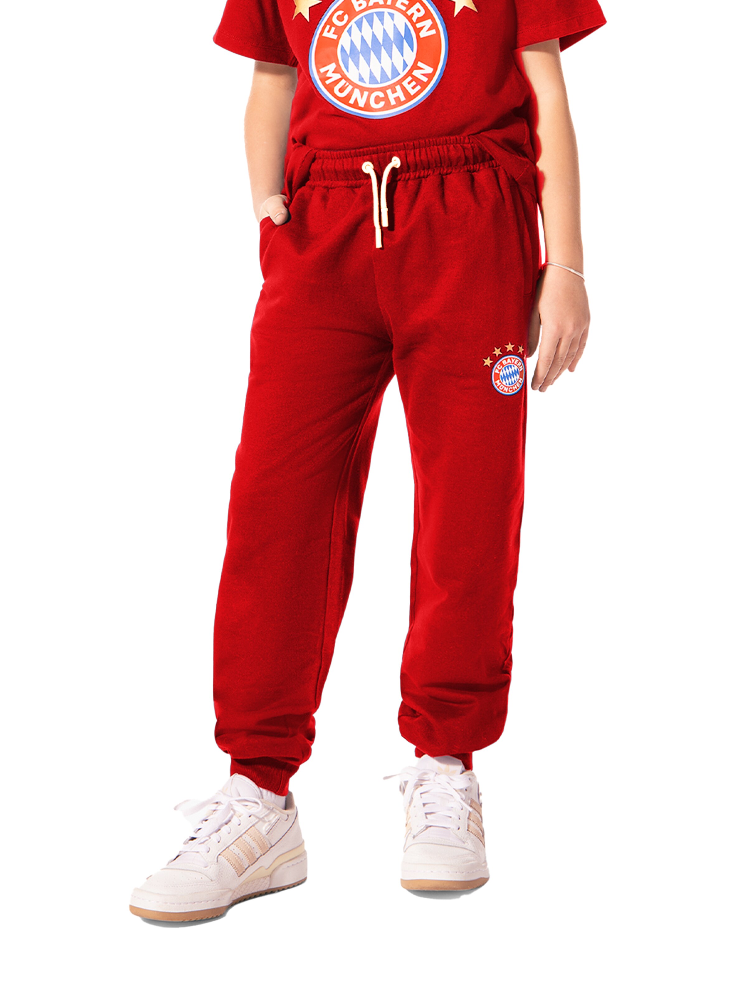 FC BAYERN MÜNCHEN Tapered Pants 'Essentials' in Red: front