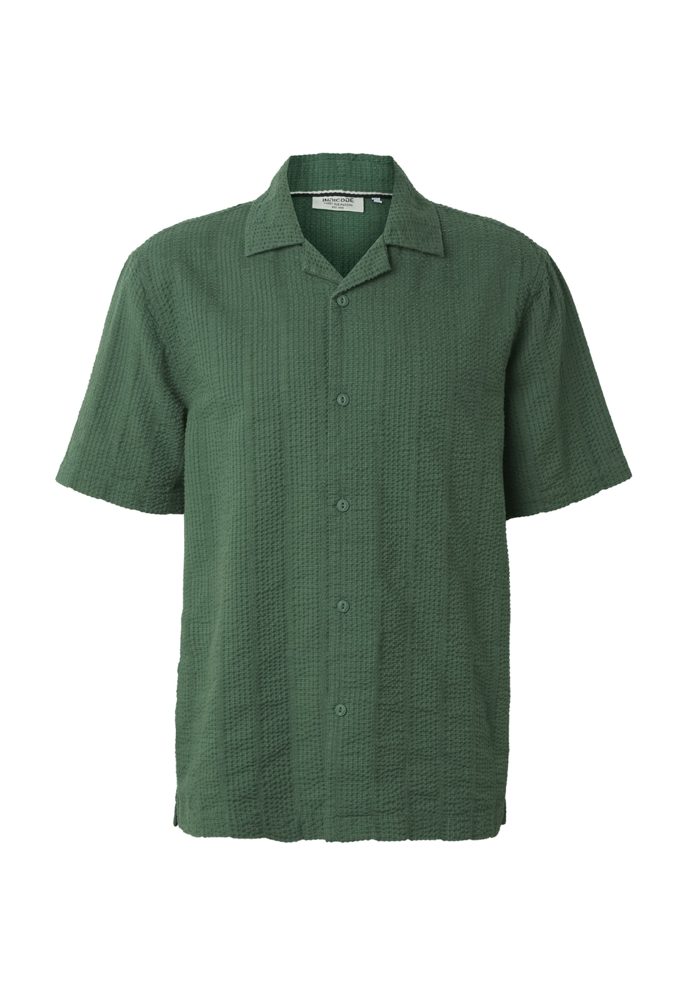 INDICODE JEANS - Camisa 'Waves' en verde: frente