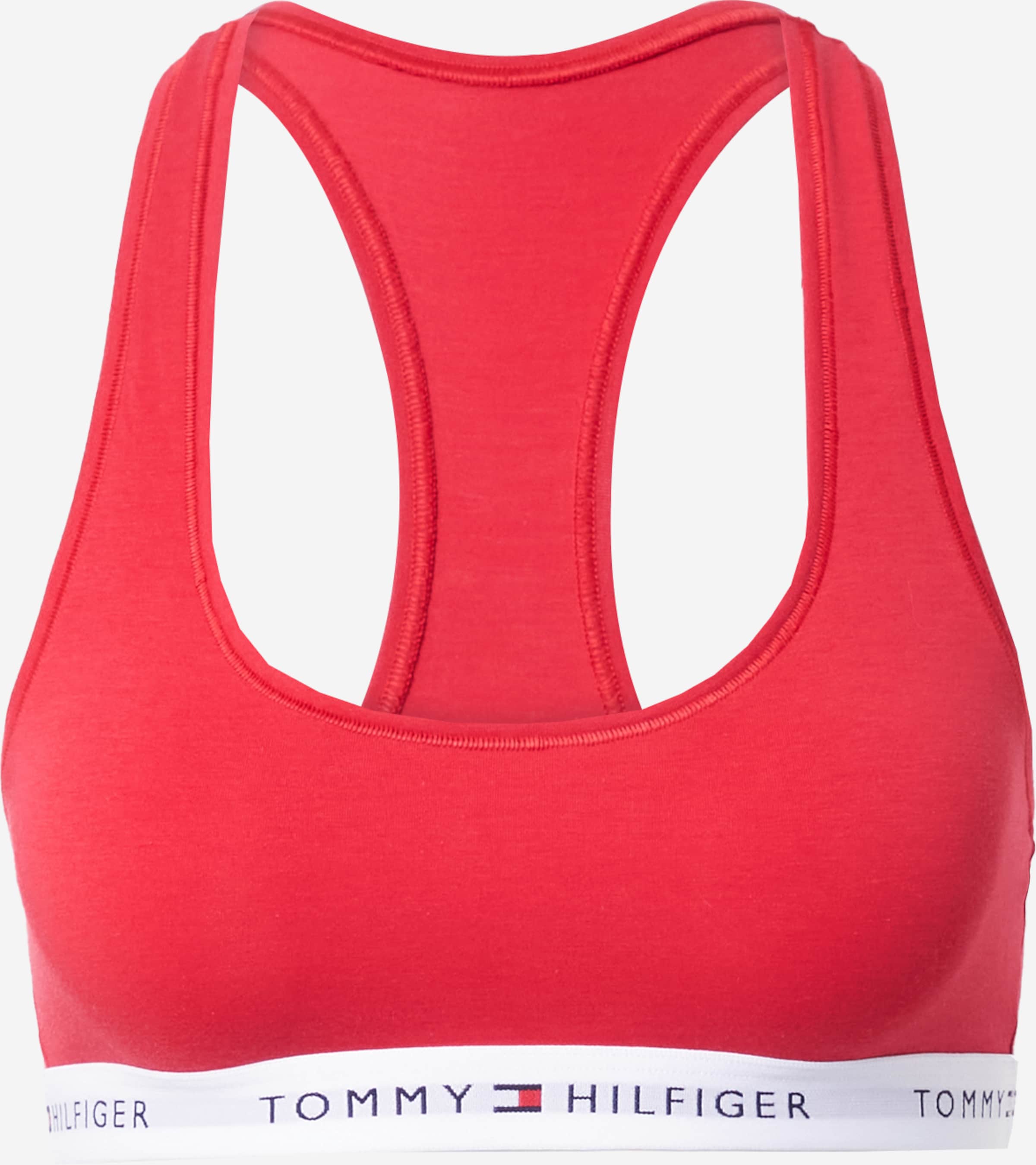 Tommy Hilfiger Women's Fitness Racerback Sports Bra Long Line Removable  Cups, Rich Red, Small at  Women's Clothing store