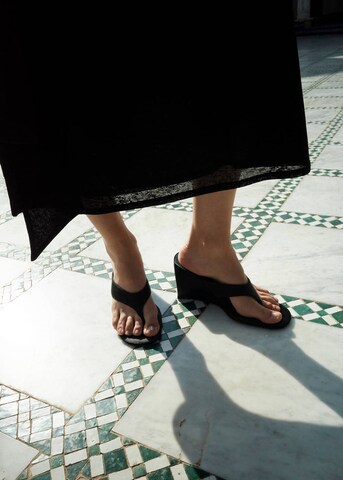 MANGO T-Bar Sandals 'Lirio' in Black