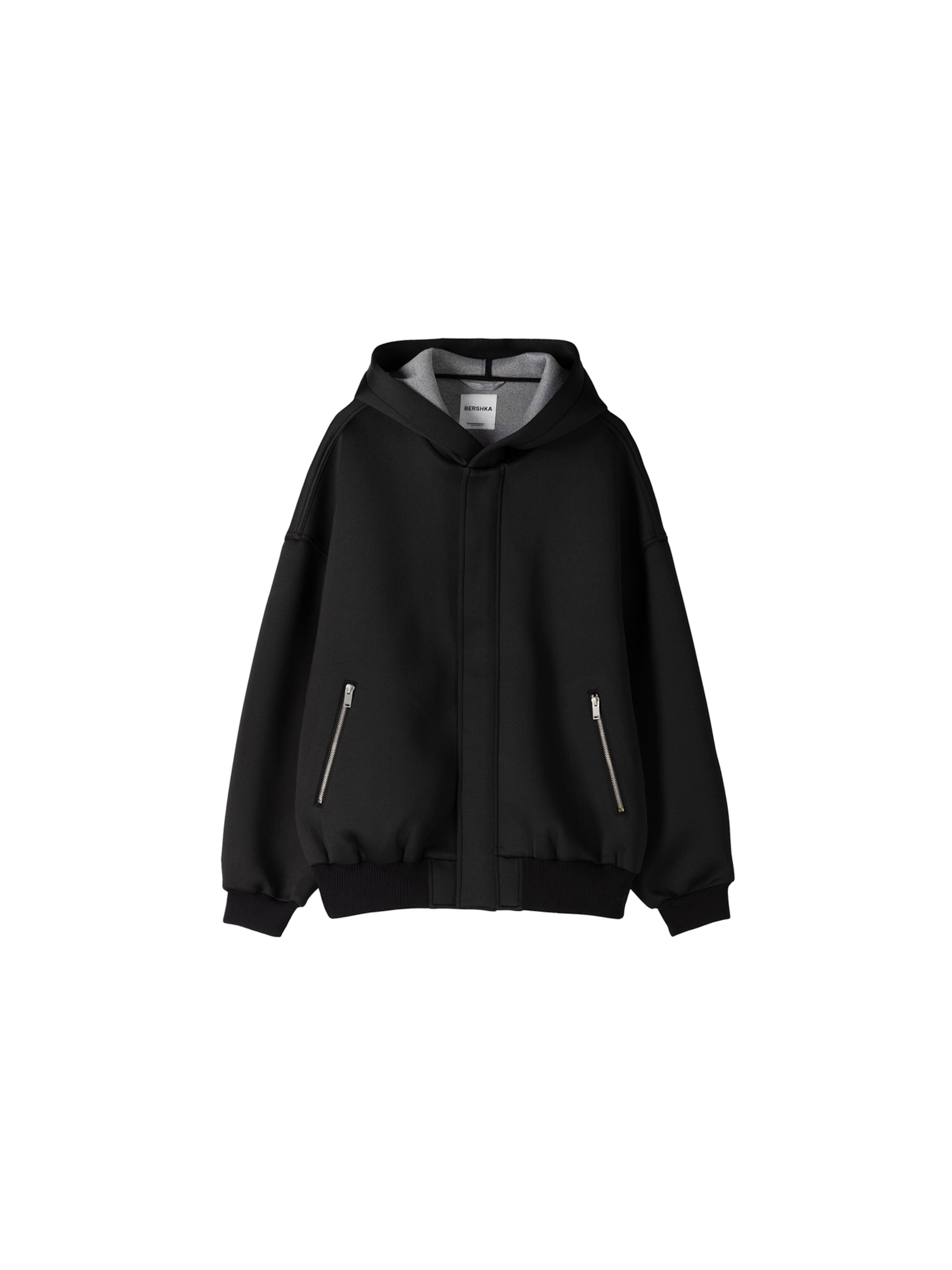 Bershka Sweat jacket in Black: front