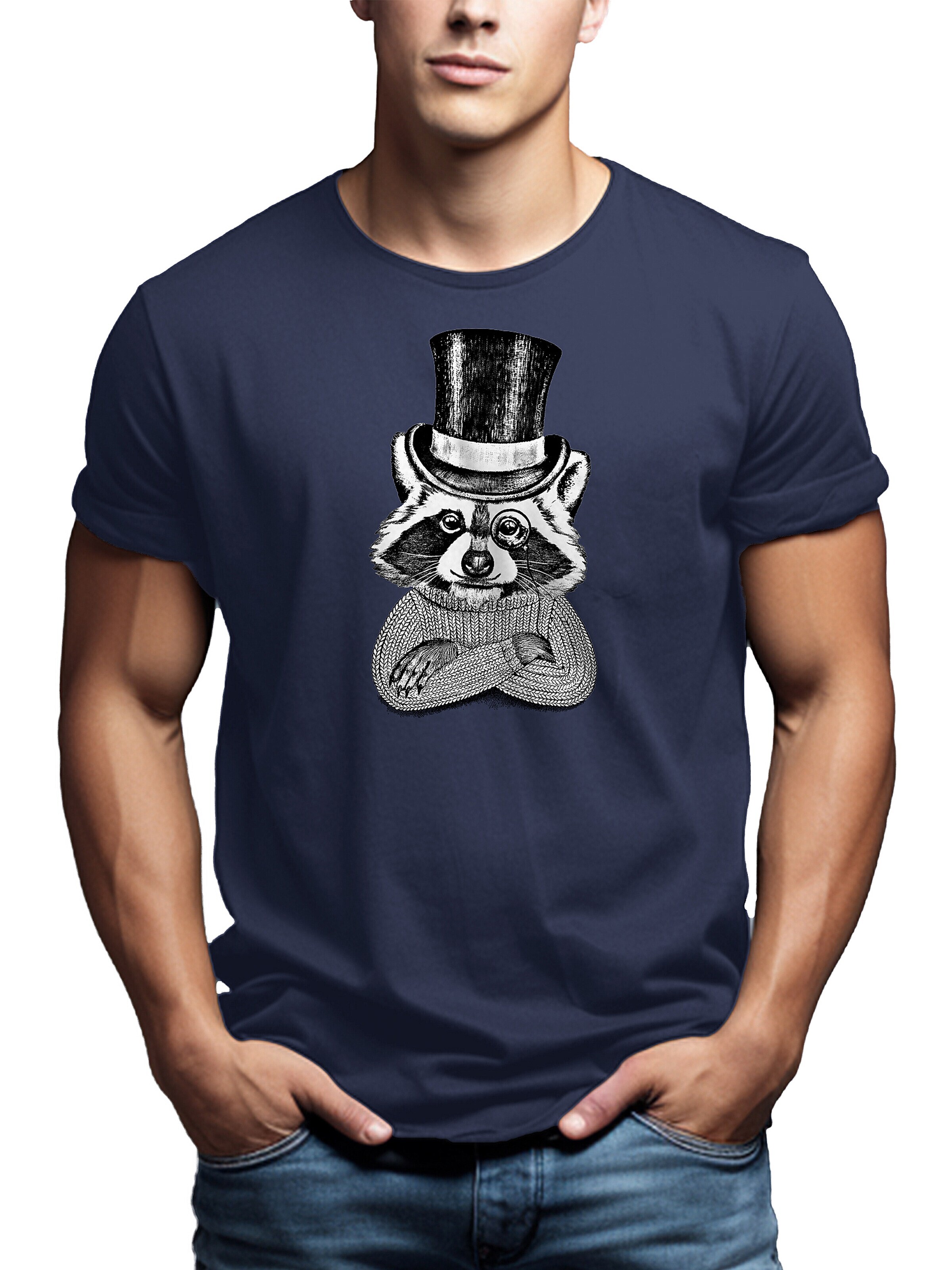 MAKAYA Shirt 'Waschbär Hut' in Blue