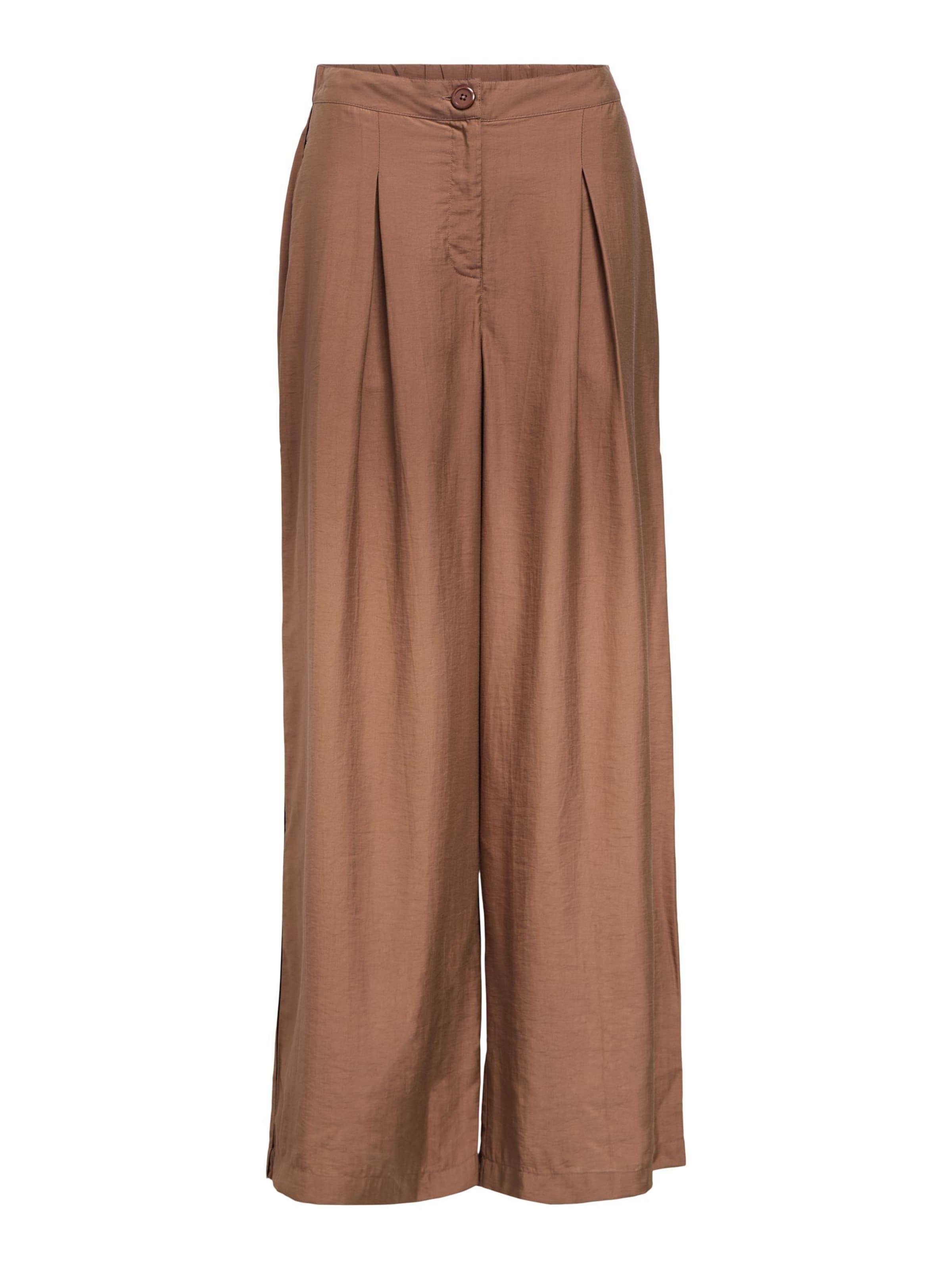 OBJECT Bukser med lægfolder 'YUI' i brun, Produktvisning