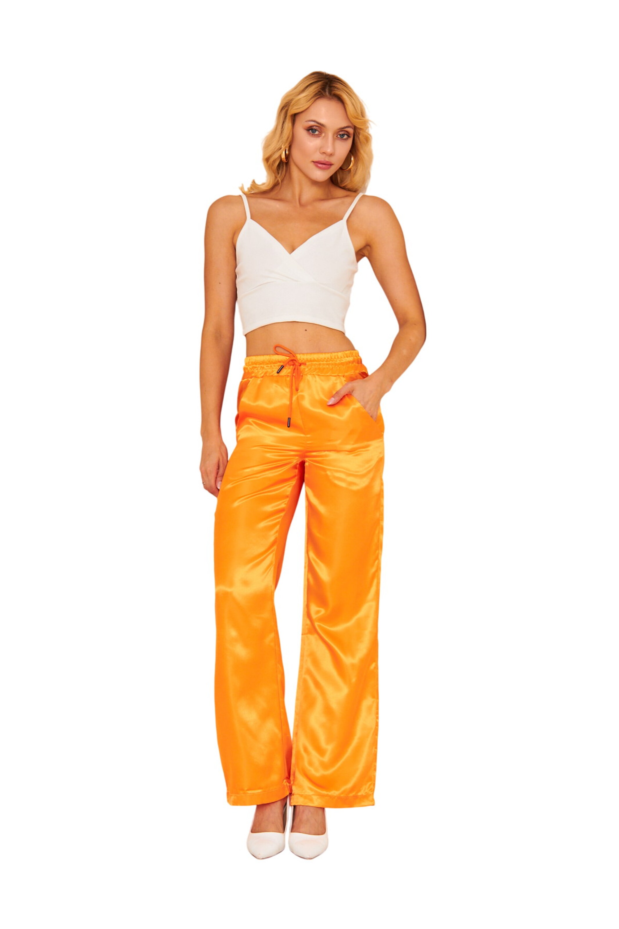 WOMAN VISION Wide leg Broek in Oranje: voorkant